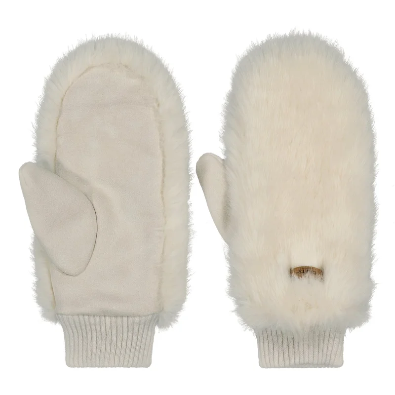 Faux Fur Mitts - White