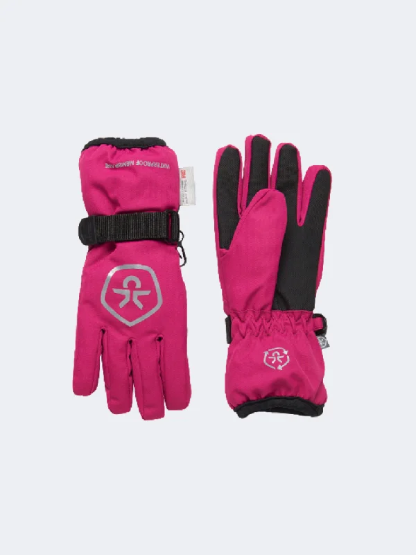 Color Kids Waterproof Girls Skiing Gloves  Fuchsia