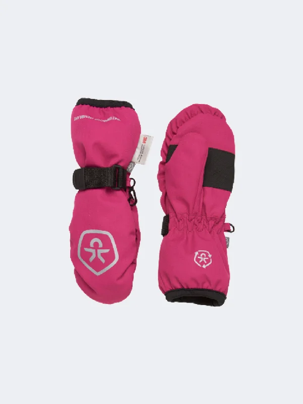 Color Kids Waterproof Mittens Girls Skiing Gloves Fuchsia