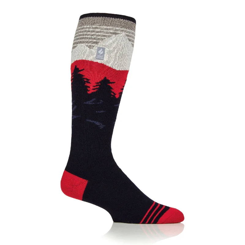 Mens Ultra Lite Long Ski & Snow Sports Socks - Mountain Scape