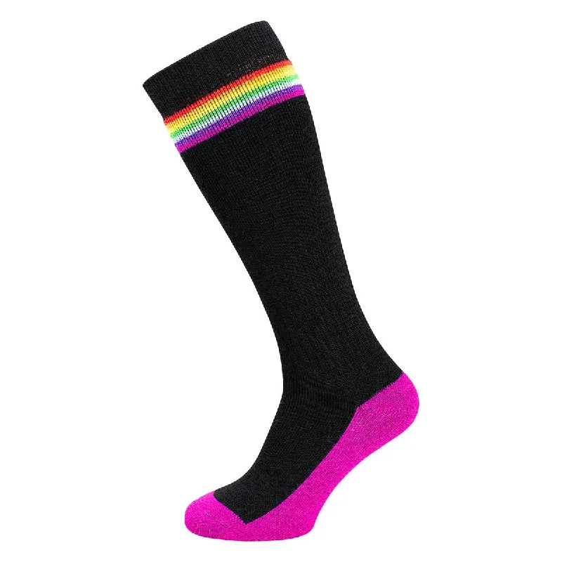 Performance Pattern Ski Sock - Multi Stripes Black