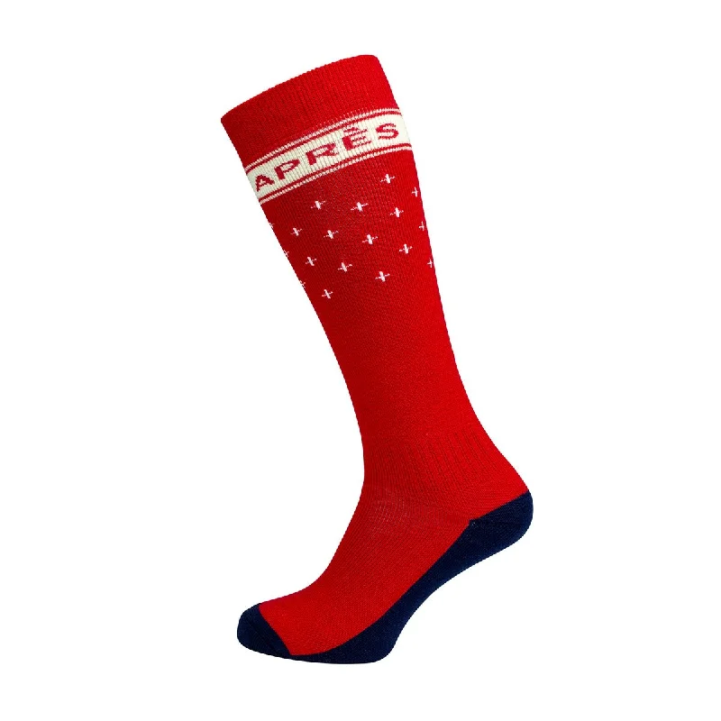 Performance Pattern Ski Sock - Aprés Ski Red