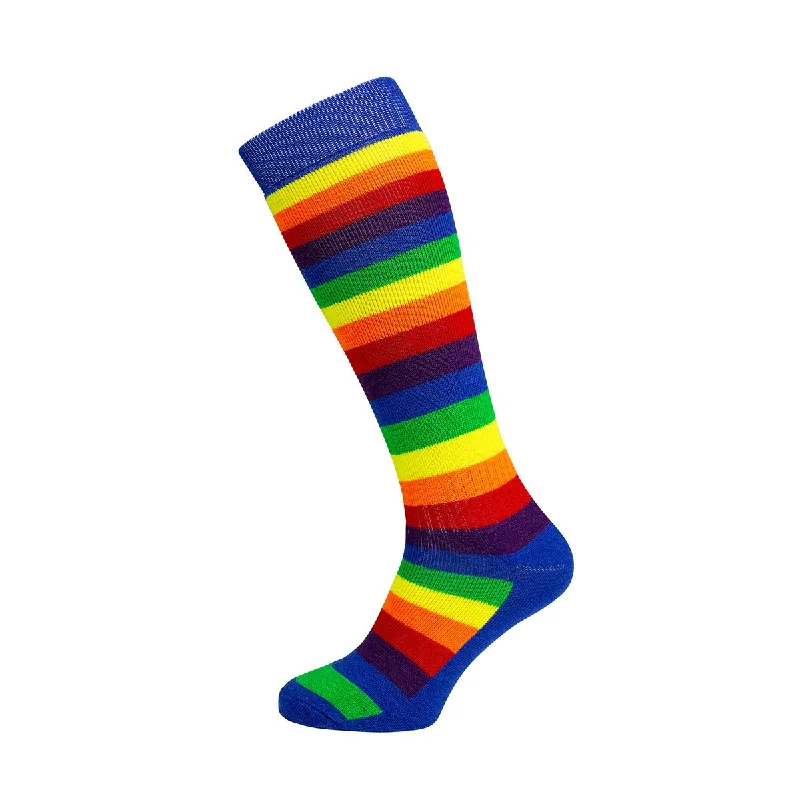 Performance Pattern Ski Sock - Rainbow Blue