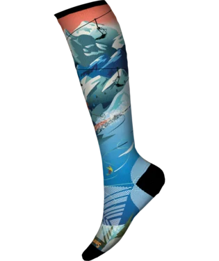 Smartwool W Ski Target Cushion Lift Bunny Print OTC Socks-Neptune Blue